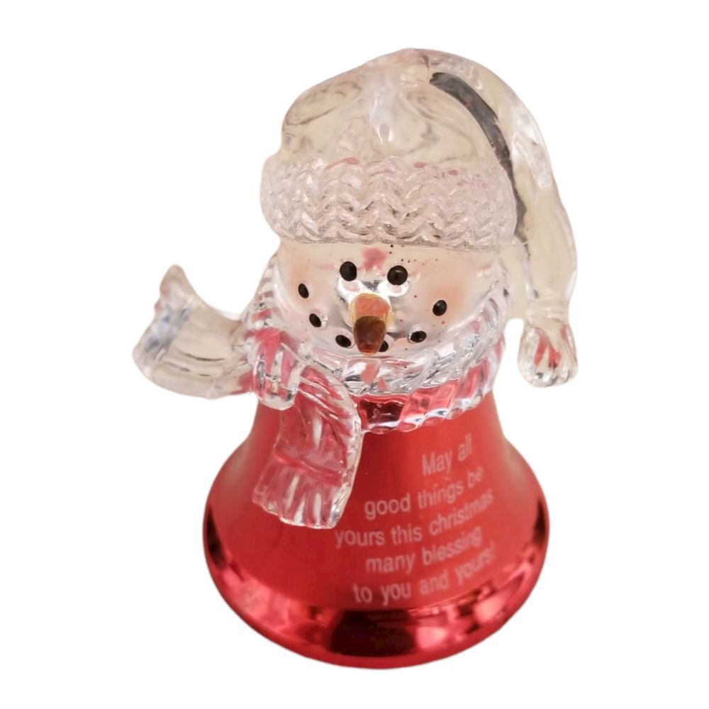 Red and‎ Clear Acrylic Bell Ornament Snowman Beautiful Decoration Christmas